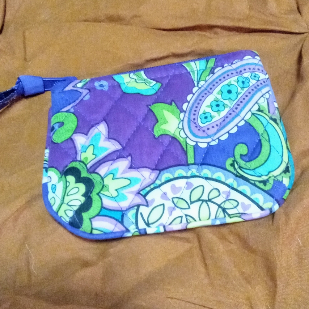 Vera Bradley Purple and Green Quilted Wristlet - Picture 1 of 4